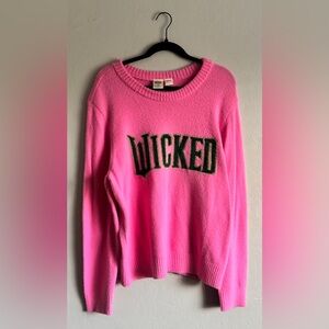 NWT Wicked Graphic Pink Crewneck Sweater Size Large